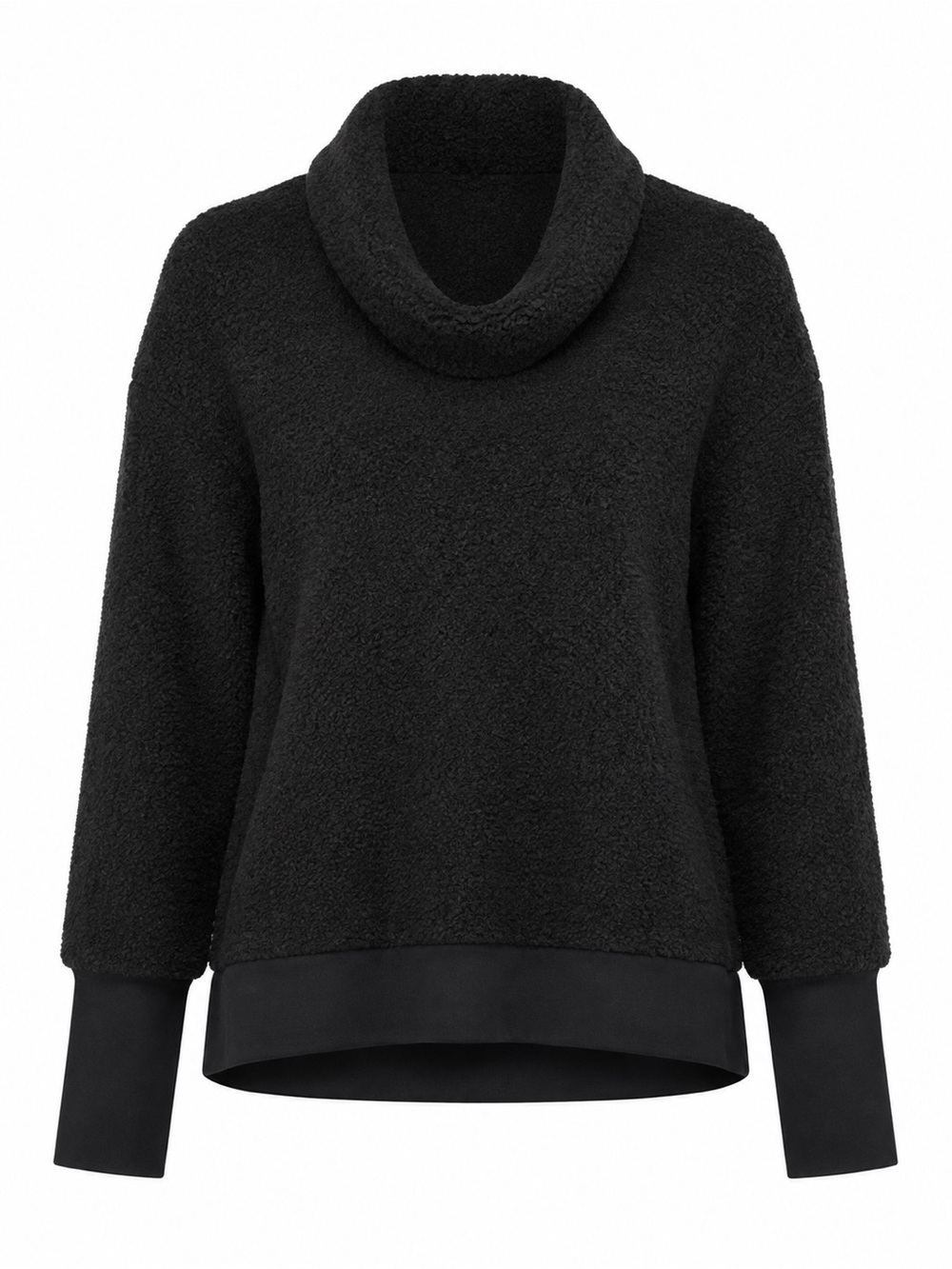 ZELOS Black Women's Cowl Neck Sherpa Sweater